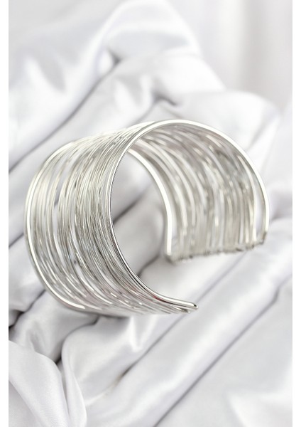 Pirinç Tel Sarma Model Gümüş Renk Kadın Bileklilk - Lisinya