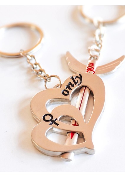 Kalp ve Kılıç Ikiz Metal Anahtarlık