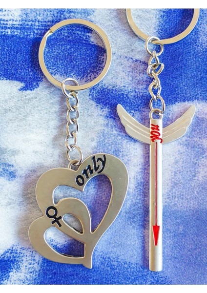 Kalp ve Kılıç Ikiz Metal Anahtarlık