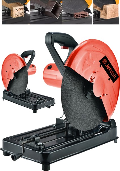 Jetvolt Profesyonel 2000W 355MM Bakır Sargılı Metal Şanzıman Profil Metal Kesme Makinesi - Kırmızı