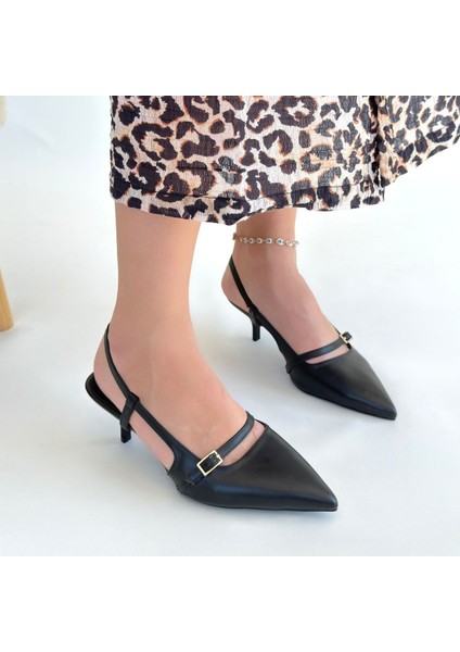 Darina Siyah Cilt Topuklu Ayakkabı - Lisinya modelleri