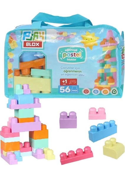 2915 Play Blox Pastel Blok Yapı Oyuncakları 56 Parça ,saklama Çantalı ,1 Yaş ve Üzeri