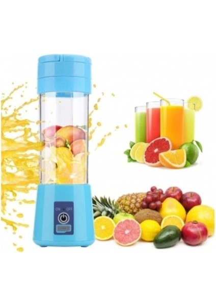 Portatif TAŞINABILIR380 ml USB Şarjlı Mavi El Blender ( Lisinya )