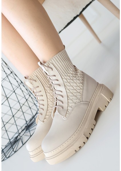 Utag Bej Cilt Bağcıklı Bot - Lisinya