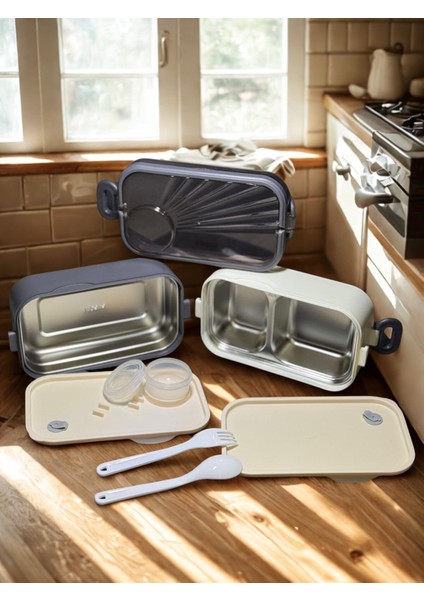 1350 ml Iki Kat Üç Bölme Sosluklu Paslanmaz Çelik Lunch Box fiyatları