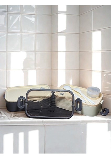 1350 ml Iki Kat Üç Bölme Sosluklu Paslanmaz Çelik Lunch Box modelleri