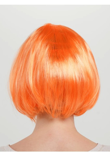 Turuncu Renk Küt Parti Peruğu Kısa Takma Saç - Lisinya