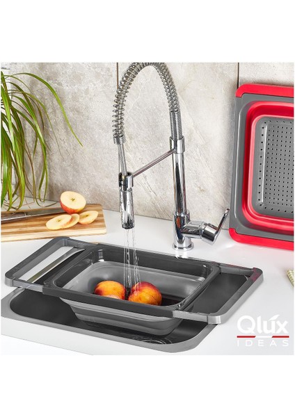 Silikon Büyük Boy Akordiyon Katlanabilir Lavabo Süzgeci - Evye Üstüne Asılabilen Kollu Süzgeç 5,5lt modelleri