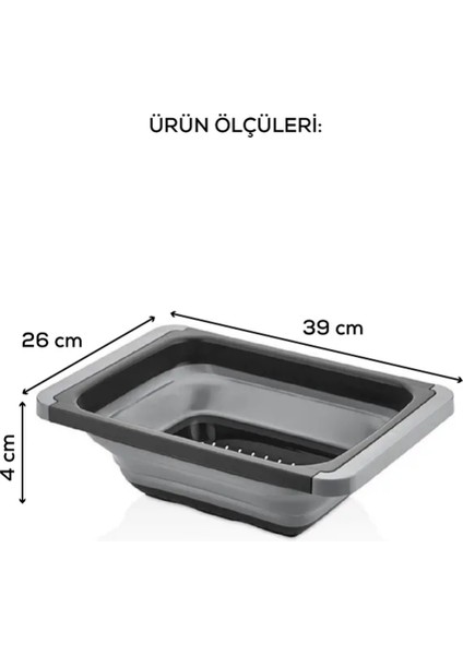 Silikon Büyük Boy Akordiyon Katlanabilir Lavabo Süzgeci - Evye Üstüne Asılabilen Kollu Süzgeç 5,5lt indirimleri