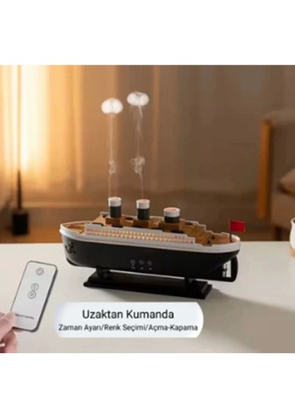Titanic Gemi Hava Nemlendirici Işıklı Fonksiyonlu Buhar Makinesi Kumandalı - Lisinya modelleri