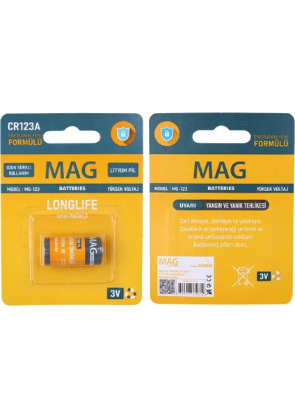 Batteries MG-123 CR123A 3 Volt Lityum Fotoğraf Makinesi Pili Tekli Blister fırsatları