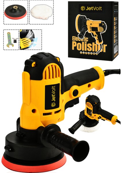 Jetvolt 12V Orbital 8 Kademli Cila Pasta Parlatma Polisaj Makinesi - Sarı