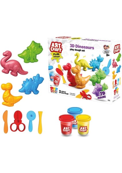 03995 Art Craft 3D Dinozorlar Hamur Set 168 gr -Fentoys