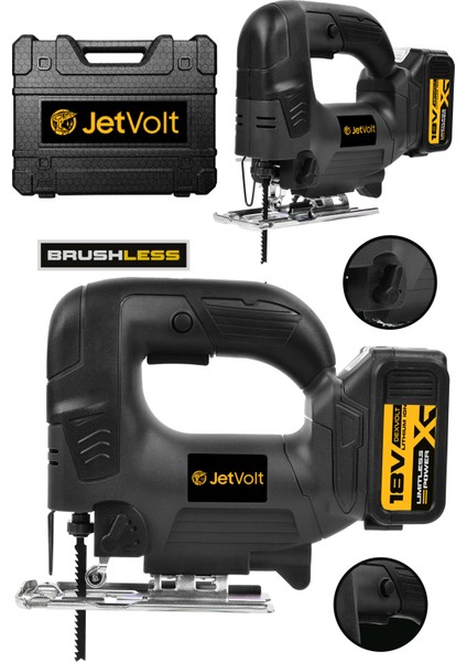 Jetvolt Profesyonel 21V 3.0AH 10 Pilli Metal Şanzıman Dekupaj Testere - Siyah