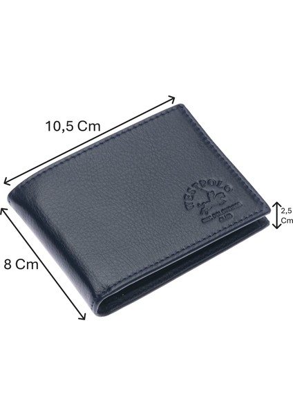 Hakiki Deri Bol Kart Bölmeli Erkek Cüzdanı - Lacivert