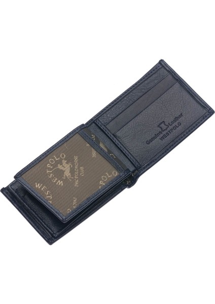 Hakiki Deri Bol Kart Bölmeli Erkek Cüzdanı - Lacivert indirimleri