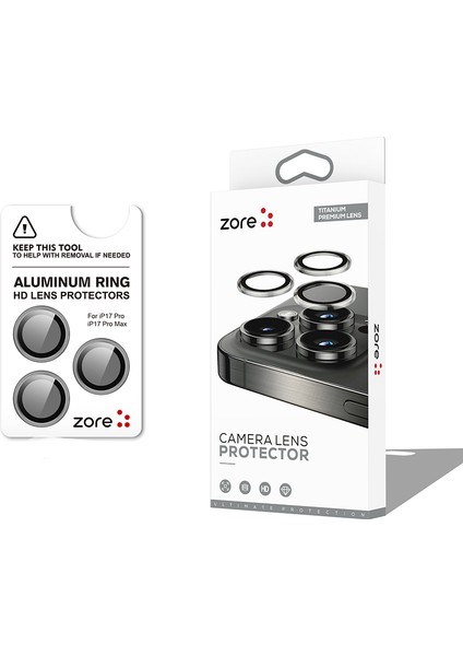 Apple iPhone 17 Pro Max Zore Cl-12 Premium Safir Parmak Izi Bırakmayan Anti-Reflective Kamera Lens Koruyucu