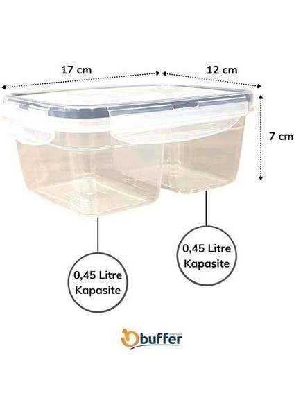 2 Bölmeli 0,45+0,45 Litre Kilitli Kapaklı Erzak Saklama Kabı LC-524 modelleri