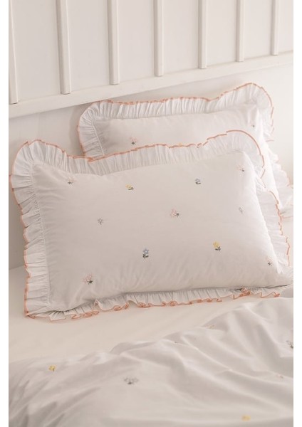 Yeni Sezon Saphir King Size %100 Pamuk Ranforce Nakışlı Nevresim Takımı - Beyaz - Beyaz fırsatları
