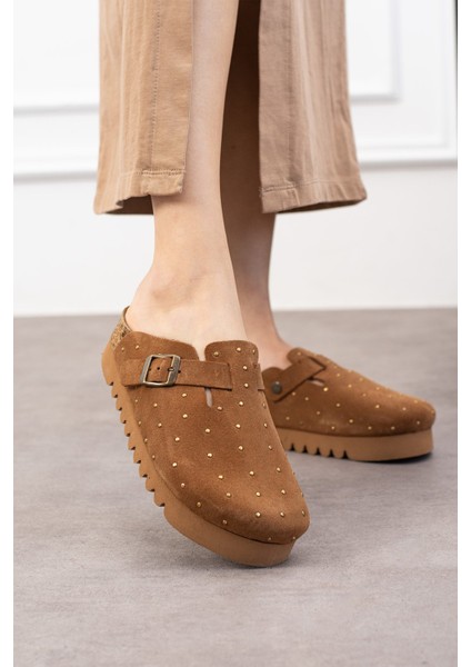 Oslo Hakiki Süet Mantar Taban Droplu Ortopedik Yüksek Eva Kadın Terlik