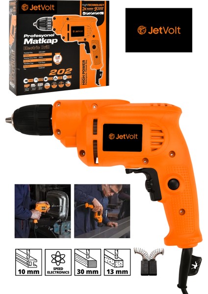 240V 60Hz Profesional 580W Metal Şanzıman 10MM Elektrikli Matkap - Turuncu