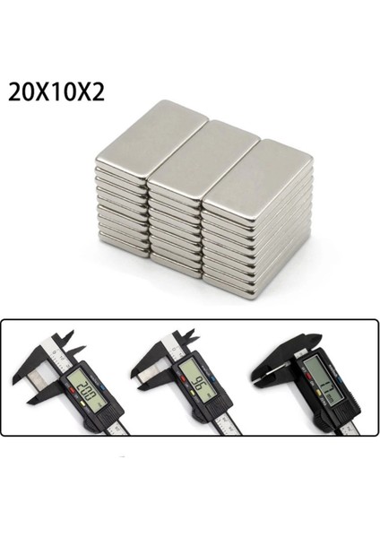 100 Adet 20X10X2 mm Neodyum Mıknatıs Köşeli Magnet N35 Nikel Kaplama Güçlü Kaliteli Dayanıklı ( Lisinya ) fırsatları