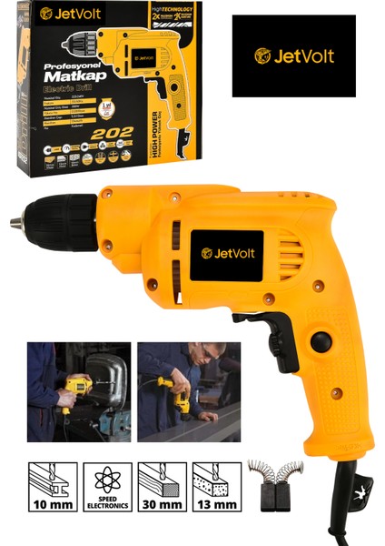240V 60Hz Profesional 580W Metal Şanzıman 10MM Elektrikli Matkap - Sarı