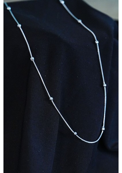 Çelik Kolye Dorika Model Zincir Gümüş Renk