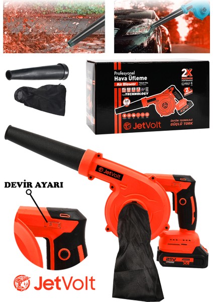 Jetvolt 21V Şarjlı Kompresör Hava Üfleme Makinesi - Kırmızı