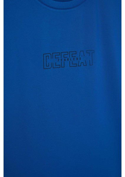 Fit Slim Fit Dar Kesim Bisiklet Yaka Esnek Kumaş Baskılı Sporcu Kısa Kollu Tişört E7516AX25AU