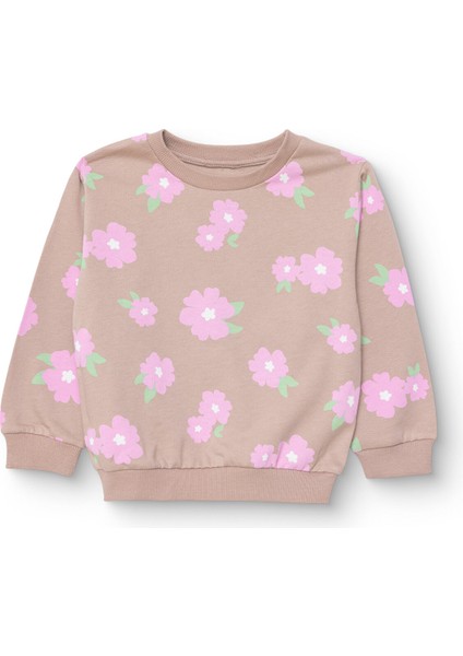 Kız Bebek Basic Sweatshirt Şardonlu Bisiklet Yaka Uzun Kol