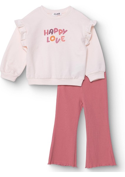 Kız Bebek Sweatshirt - Tayt Motto Girl Bisiklet Yaka Uzun Kol Reçme Paça