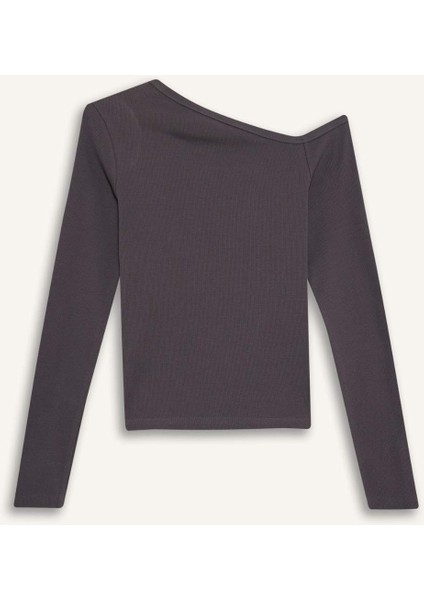 Coool Fitted Açık Omuzlu Fitilli Kaşkorse Uzun Kollu Tişört indirimleri