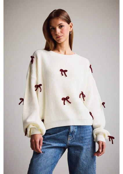 Kayık Yaka Fiyonk Detaylı Kazak G3337AX25AU modelleri