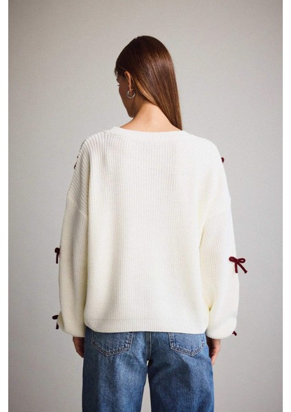 Kayık Yaka Fiyonk Detaylı Kazak G3337AX25AU