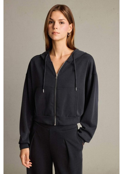 Kapüşonlu Modal Fermuarlı Sweatshirt G2915AX25AU modelleri