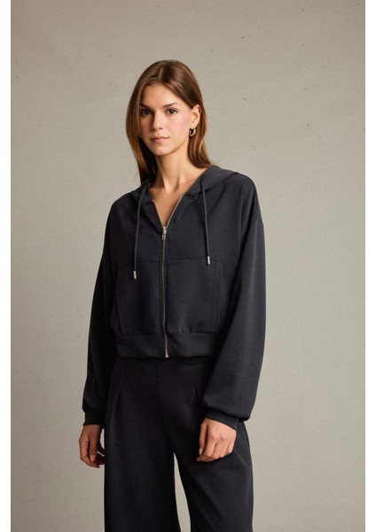 Kapüşonlu Modal Fermuarlı Sweatshirt G2915AX25AU fırsatları