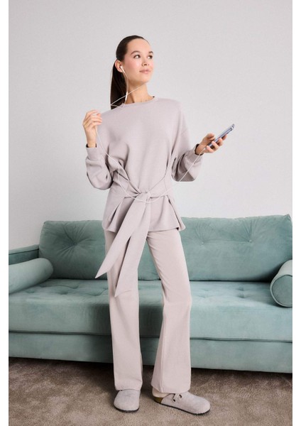 Modal Kuşaklı Sweatshirt-Fall in Love Loungewear G0004AX25WN fiyatları
