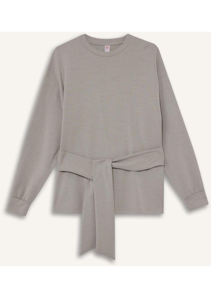 Modal Kuşaklı Sweatshirt-Fall in Love Loungewear G0004AX25WN modelleri