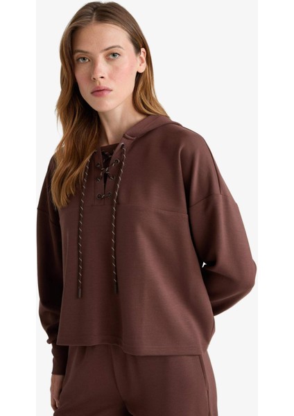 Modal Bağlama Detaylı Sweatshirt-Fall in Love Loungewear G0002AX25WN
