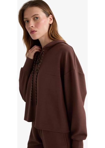 Modal Bağlama Detaylı Sweatshirt-Fall in Love Loungewear G0002AX25WN