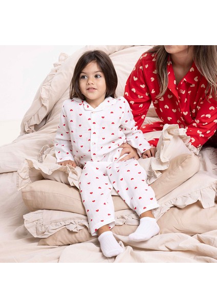 Kız Bebek Uzun Kol Pijama Takımı Düğmeli Bebe Yaka Reçme Paça