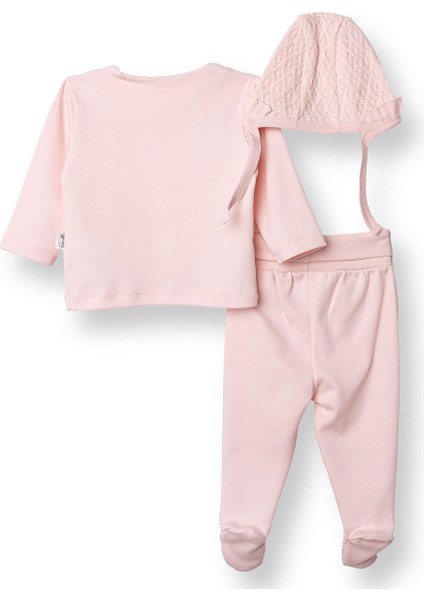 Kız Bebek Yenidoğan Little Lady Zıbın-Şapka-Patikli Interlok V Yaka Uzun Kol Patikli Paça fiyatları