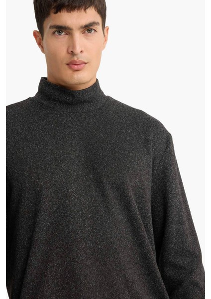 Regular Fit Yarım Balıkçı Yaka Sweatshirt E9625AX25AU fırsatları