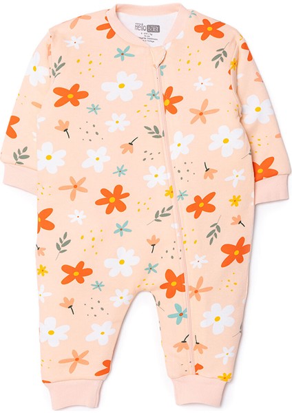 Kız Bebek Uyku Tulumu Fermuarlı Bisiklet Yaka Uzun Kol Ribanalı