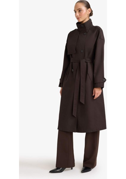 Regular Fit Kemerli Pamuklu Uzun Trençkot F5519AX25AU modelleri