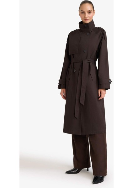 Regular Fit Kemerli Pamuklu Uzun Trençkot F5519AX25AU fırsatları