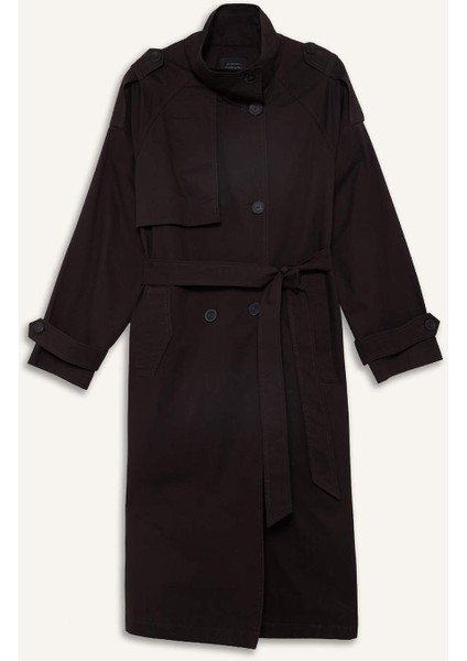 Regular Fit Kemerli Pamuklu Uzun Trençkot F5519AX25AU