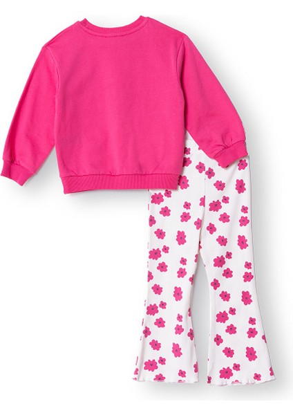 Kız Bebek Sweatshirt - Tayt Şardonlu Bisiklet Yaka Uzun Kol Reçme Paça fiyatları