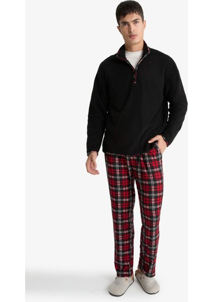 Regular Fit Cepli Polar Kareli Pijama Altı G2730AX25WN